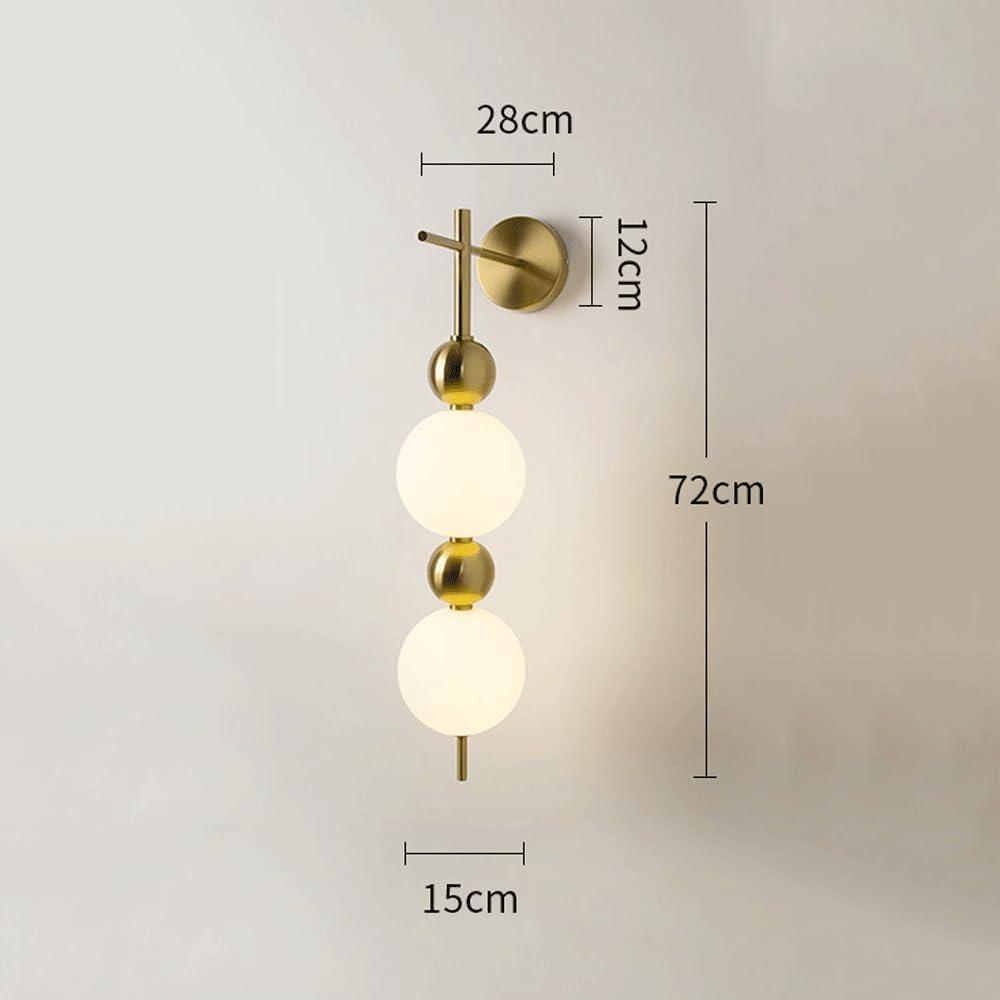 Modern 2-Globe Frosted Glass Wall Light – Gold Finish, Elegant Wall Sconce for Living Room & Bedroom