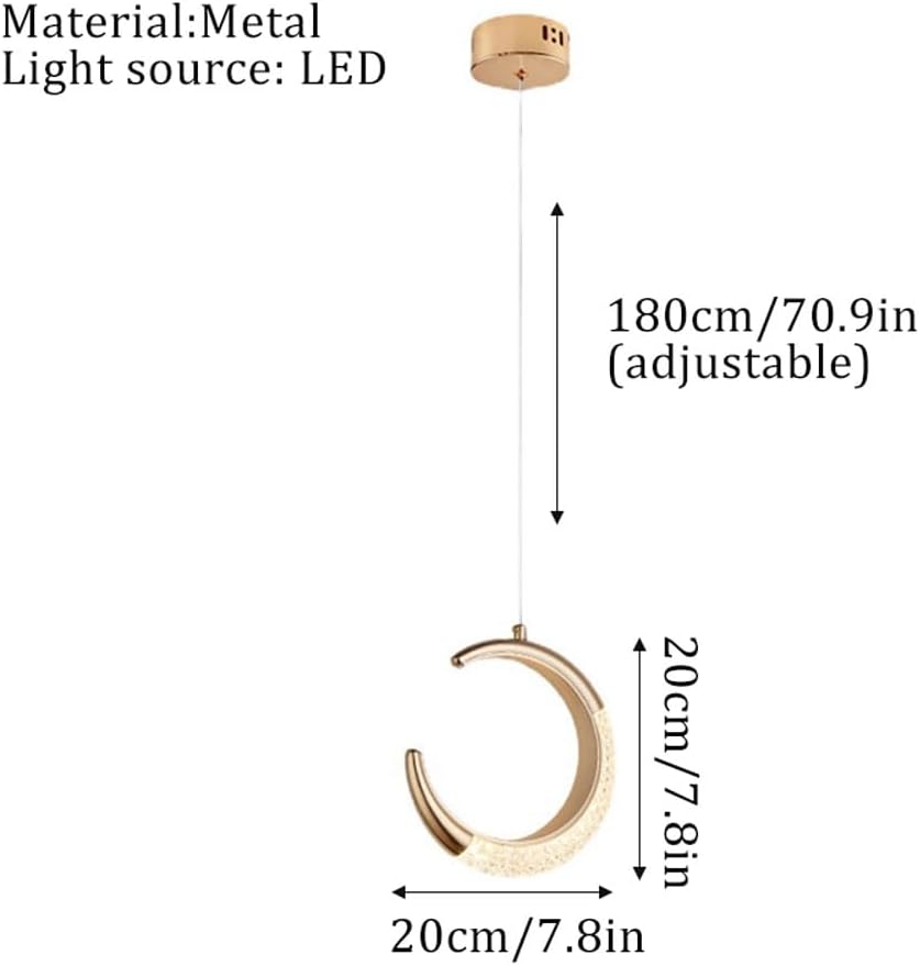 Modern Crescent Moon LED Pendant Light – Gold Hanging Acrylic Lamp