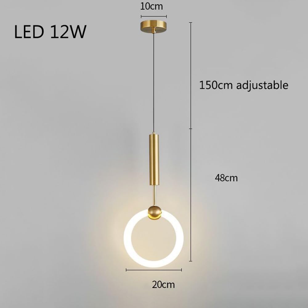 Modern Gold LED Pendant Light | Adjustable Hanging Lamp | Elegant Ceiling Lighting for Home & Office