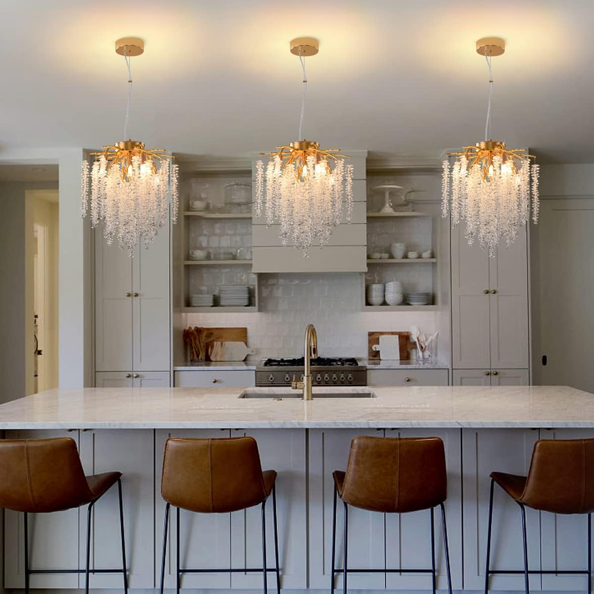 Luxury Crystal Chandelier with Adjustable Golden Branches – Available in 300mm & 800mm Sizes for Living Room, Dining & Foyer