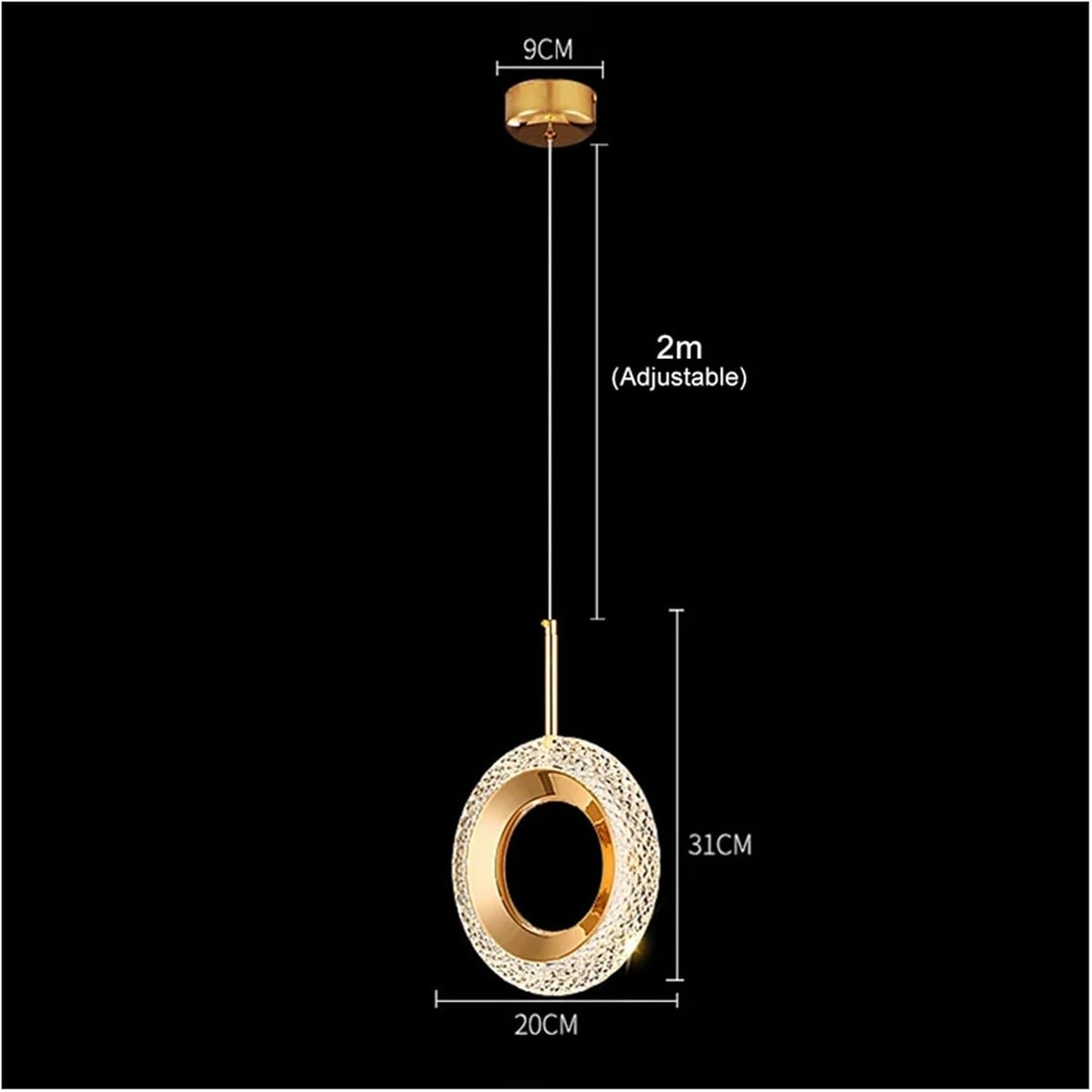 Modern LED Ring Pendant Light – Gold Hanging Acrylic & Metal Ceiling Lamp
