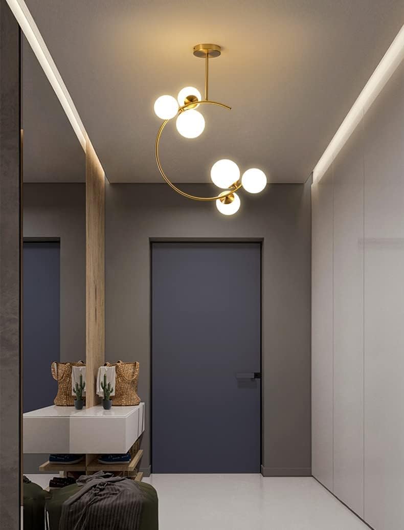 Globe Gold Pendant Light – Frosted Glass & Metal Hanging Lamp
