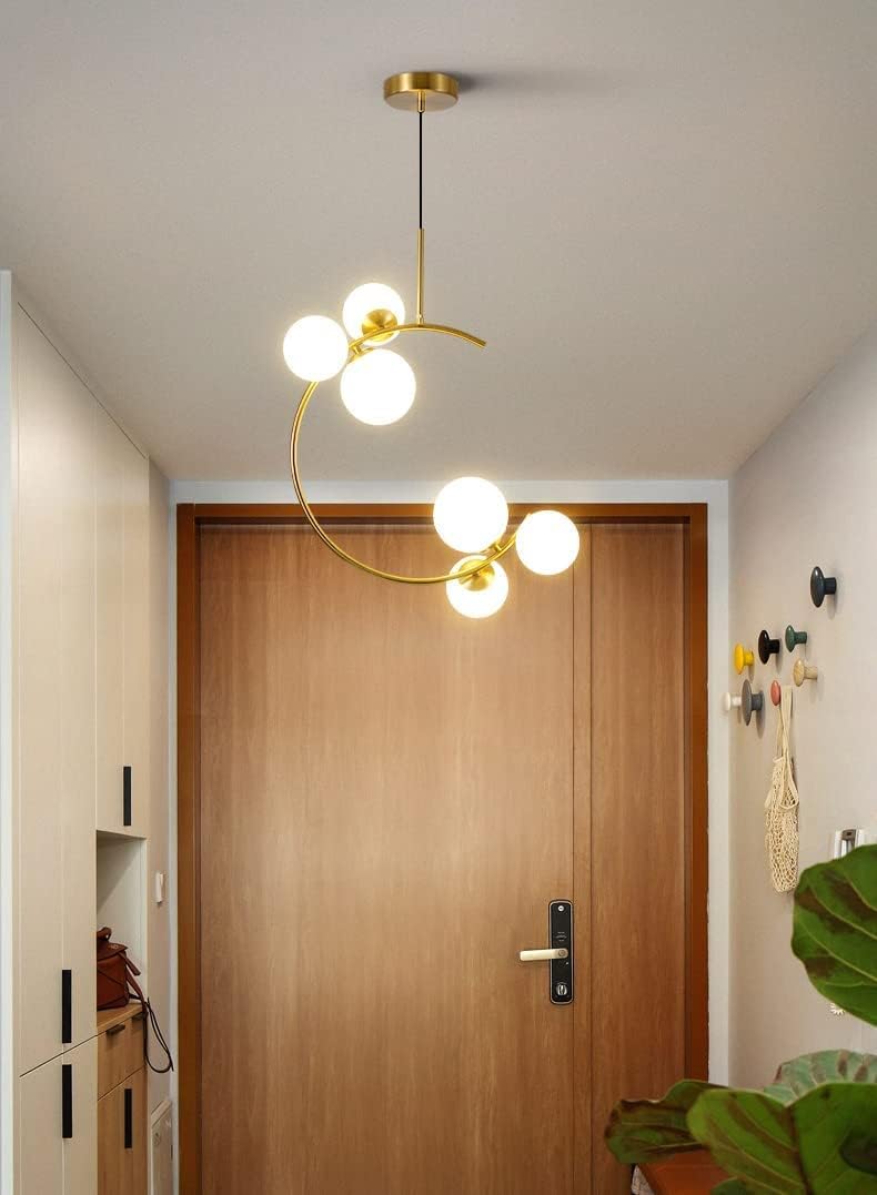 Globe Gold Pendant Light – Frosted Glass & Metal Hanging Lamp