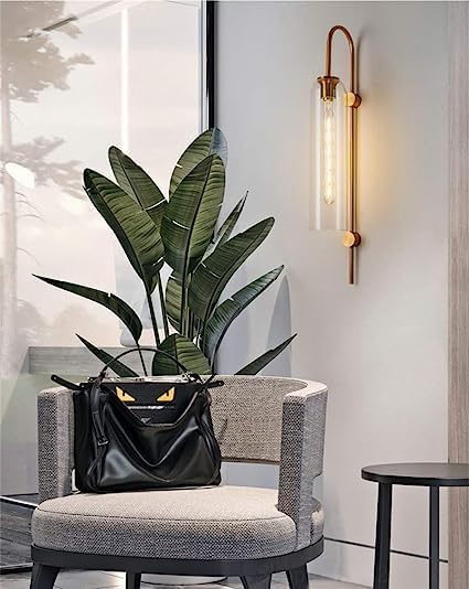 Modern Gold & Glass Wall Light | Smoke & Amber Decorative Sconce | Luxury Accent Lighting