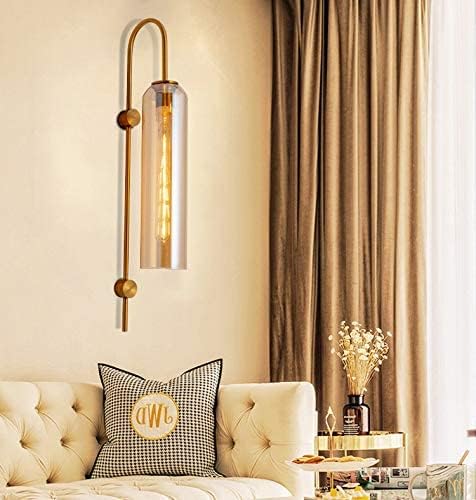 Modern Gold & Glass Wall Light | Smoke & Amber Decorative Sconce | Luxury Accent Lighting