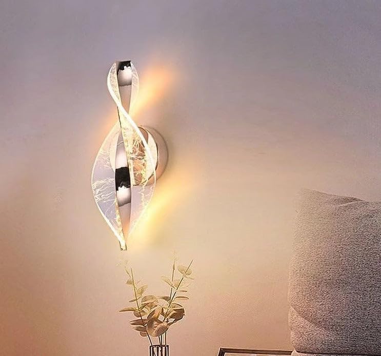 Modern Crystal LED Wall Light – 3-in-1 Color, Elegant Acrylic & Metal Design