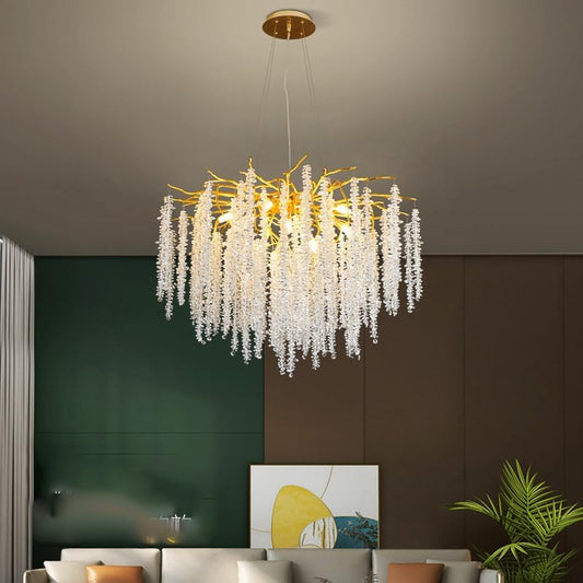 Luxury Crystal Chandelier with Adjustable Golden Branches – Available in 300mm & 800mm Sizes for Living Room, Dining & Foyer