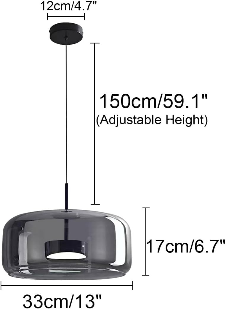 Modern Glass Pendant Light | Smoke & Amber Ceiling Lamp | Elegant Hanging Fixture
