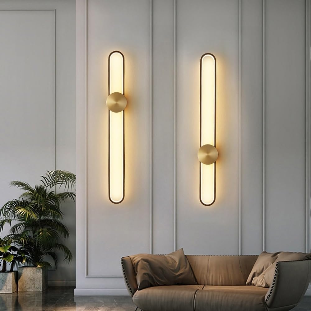 Modern Gold LED Wall Light – Sleek Vertical Design, Energy-Saving, No Glare
