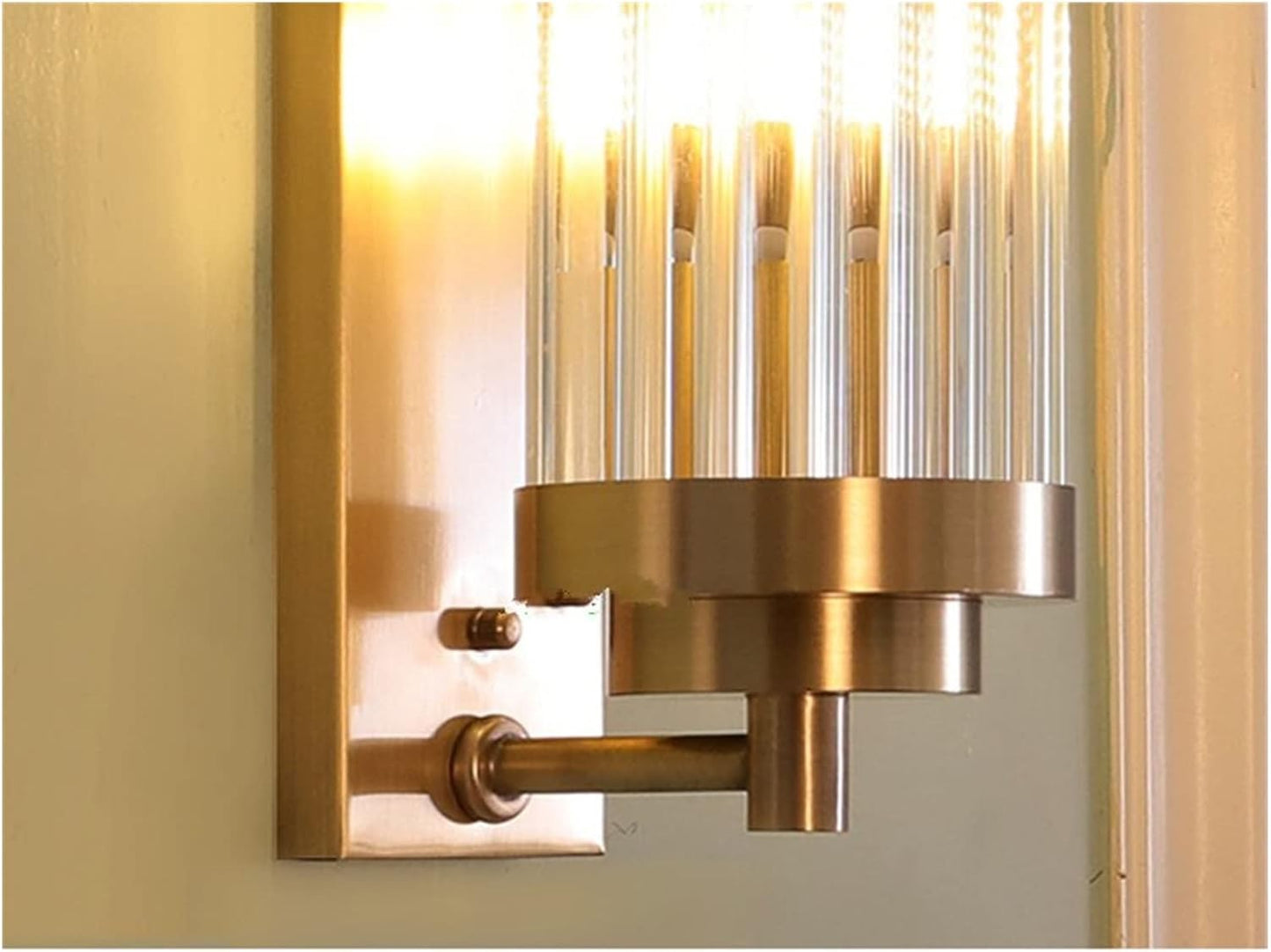 Luxury Gold & Crystal Wall Light | Elegant Ribbed Glass Sconce | Modern Accent Lighting