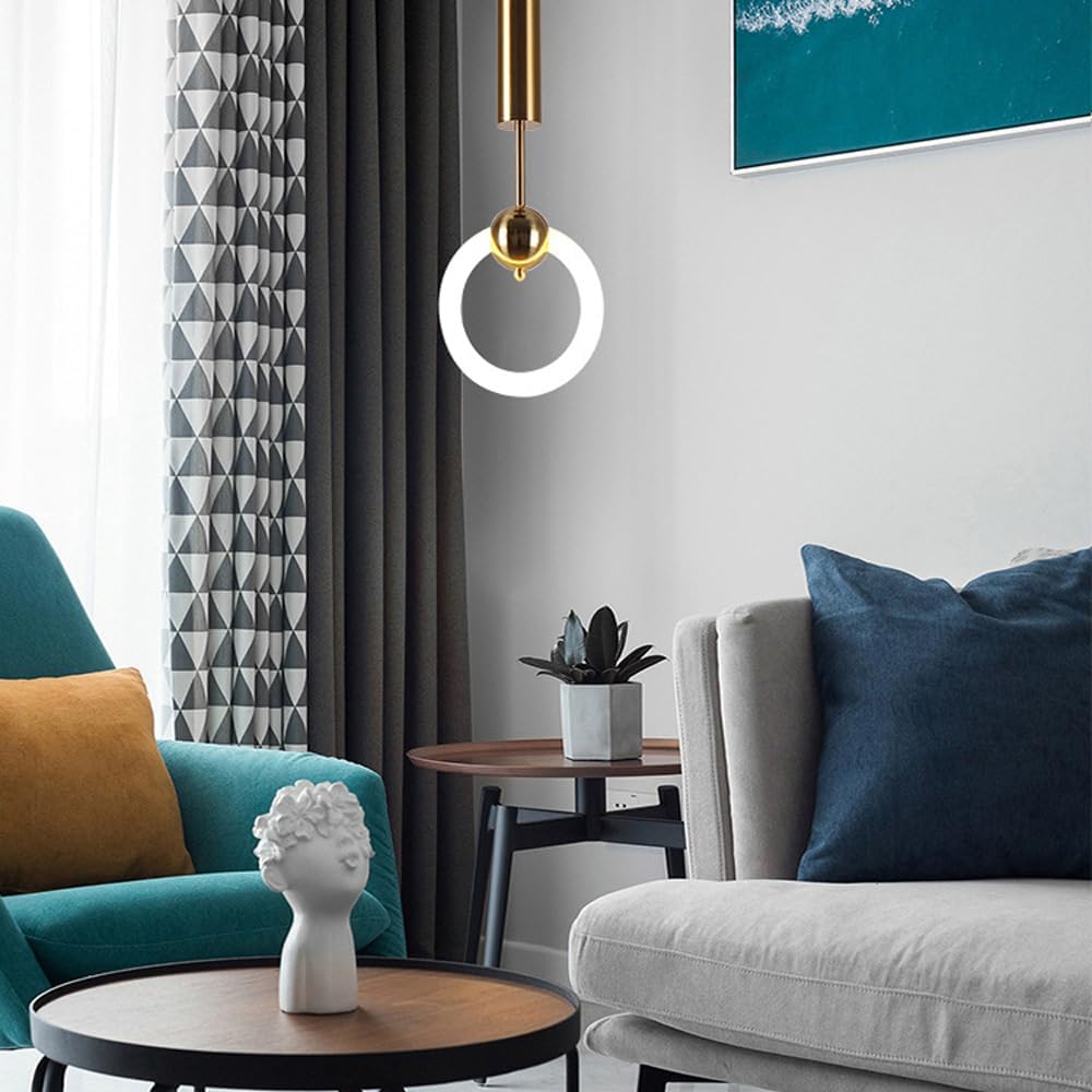Modern Gold LED Pendant Light | Adjustable Hanging Lamp | Elegant Ceiling Lighting for Home & Office