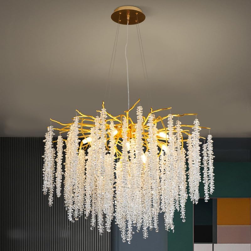 Luxury Crystal Chandelier with Adjustable Golden Branches – Available in 300mm & 800mm Sizes for Living Room, Dining & Foyer