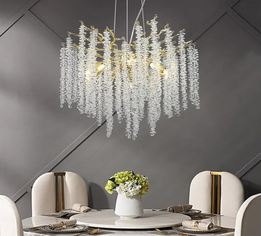 Luxury Crystal Chandelier with Adjustable Golden Branches – Available in 300mm & 800mm Sizes for Living Room, Dining & Foyer