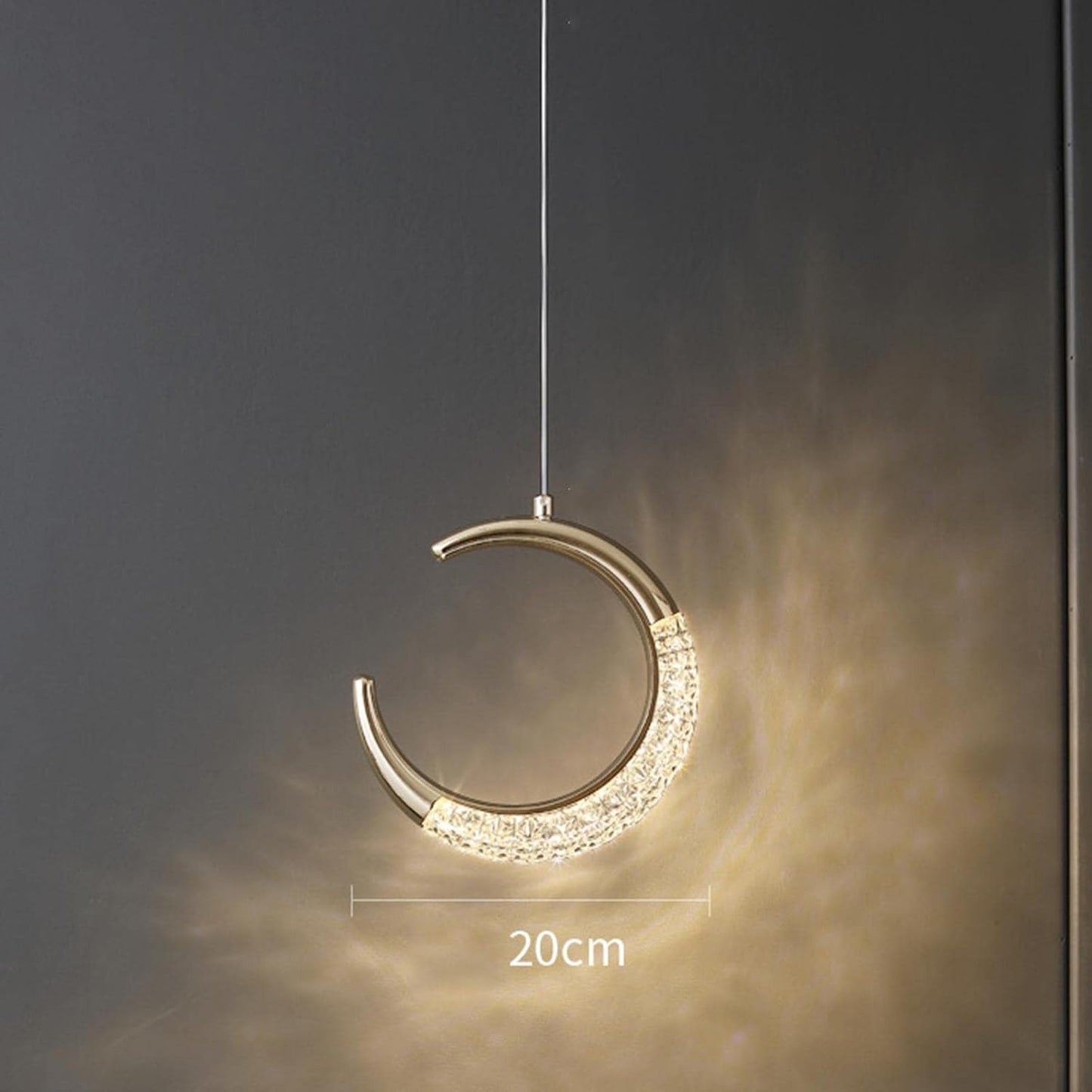 Modern Crescent Moon LED Pendant Light – Gold Hanging Acrylic Lamp
