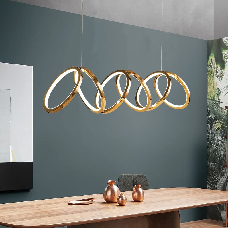 Luxury Gold LED Ring Chandelier | Modern Pendant Light for Dining Room & Living Space