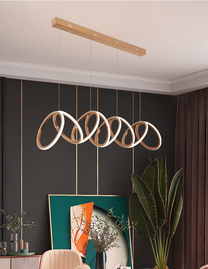 Luxury Gold LED Ring Chandelier | Modern Pendant Light for Dining Room & Living Space