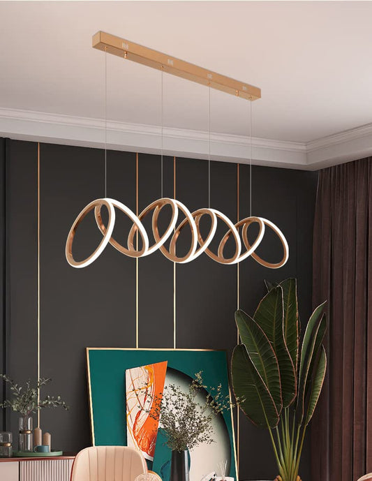 Luxury Gold LED Ring Chandelier | Modern Pendant Light for Dining Room & Living Space
