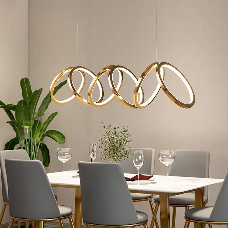 Luxury Gold LED Ring Chandelier | Modern Pendant Light for Dining Room & Living Space