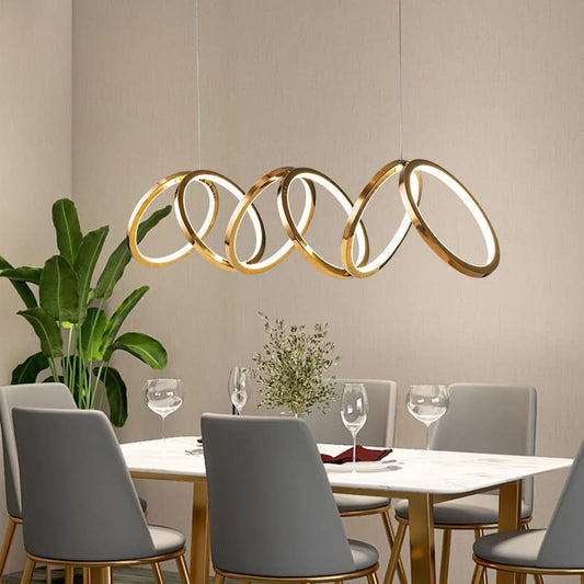 Luxury Gold LED Ring Chandelier | Modern Pendant Light for Dining Room & Living Space