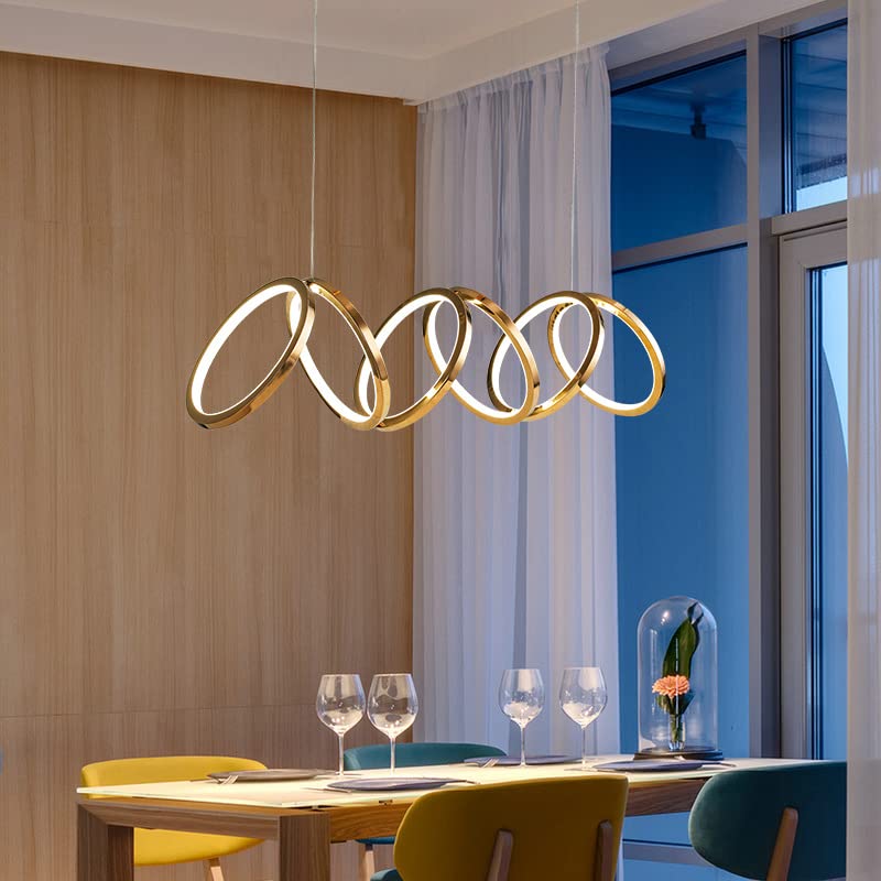 Luxury Gold LED Ring Chandelier | Modern Pendant Light for Dining Room & Living Space