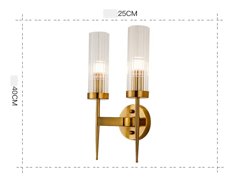 Modern Gold & Ribbed Glass Wall Light | Single & Double Sconce Options | Elegant Accent Lighting