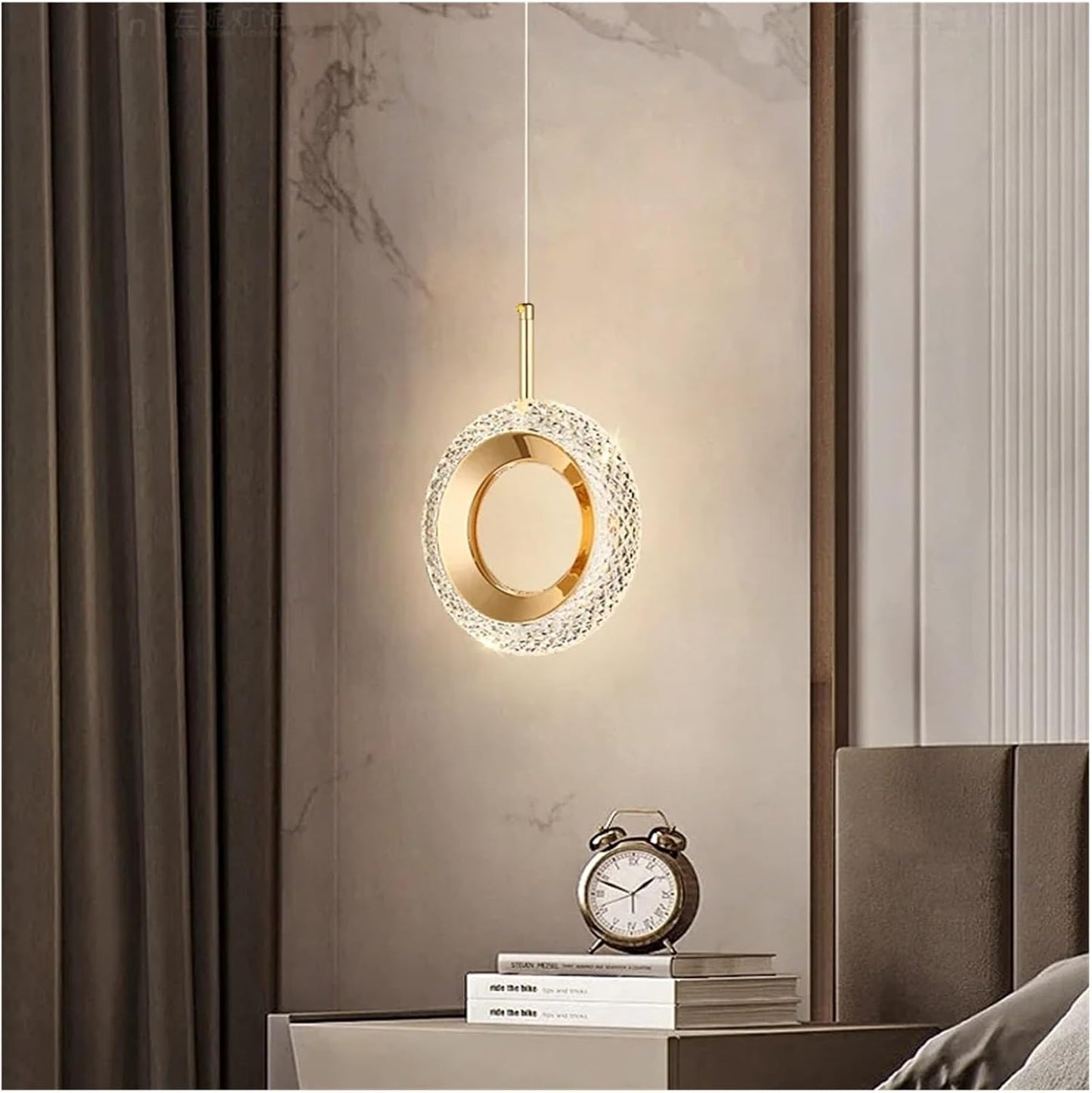 Modern LED Ring Pendant Light – Gold Hanging Acrylic & Metal Ceiling Lamp