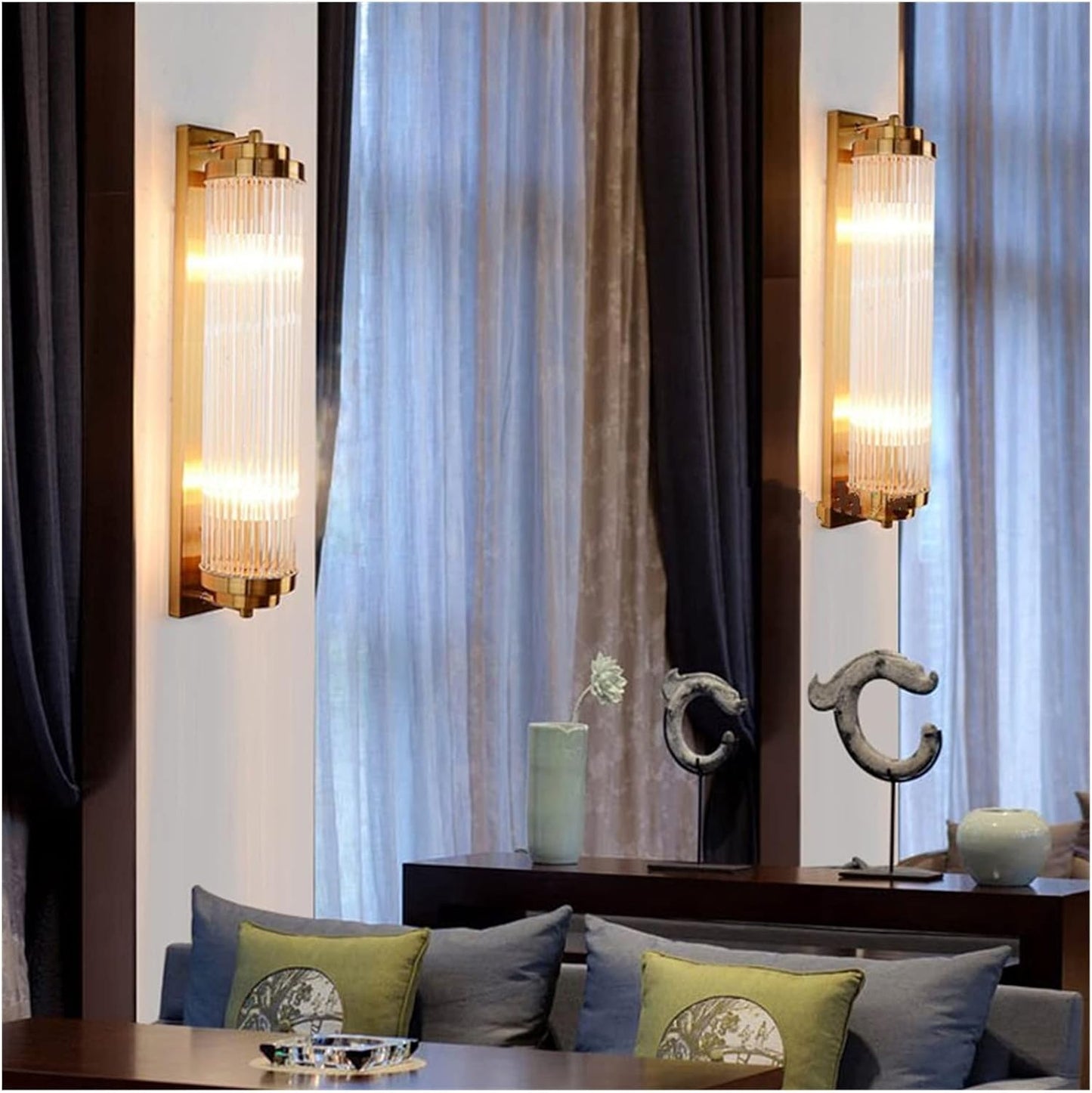 Luxury Gold & Crystal Wall Light | Elegant Ribbed Glass Sconce | Modern Accent Lighting