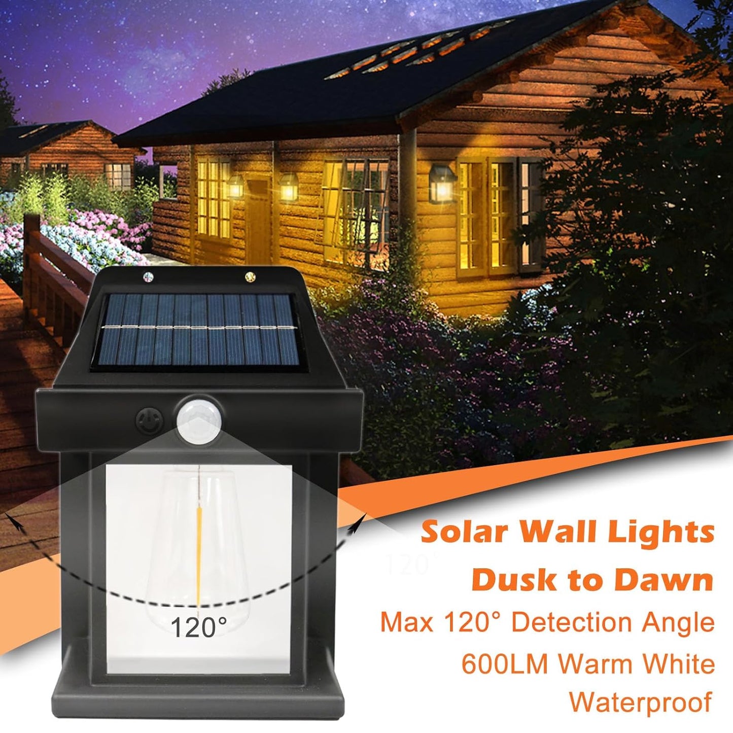 Solar Wall Lantern with Motion Sensor – Outdoor Waterproof Dusk to Dawn Wall Light, Wireless Solar Powered Porch Sconce with 3 Lighting Modes for Front Door, Patio & Entryway(pack of 1)