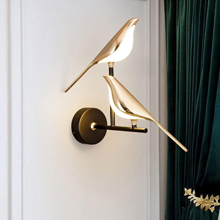 Modern Bird LED Wall Light | Gold Acrylic Wall Sconce for Bedroom & Living Room