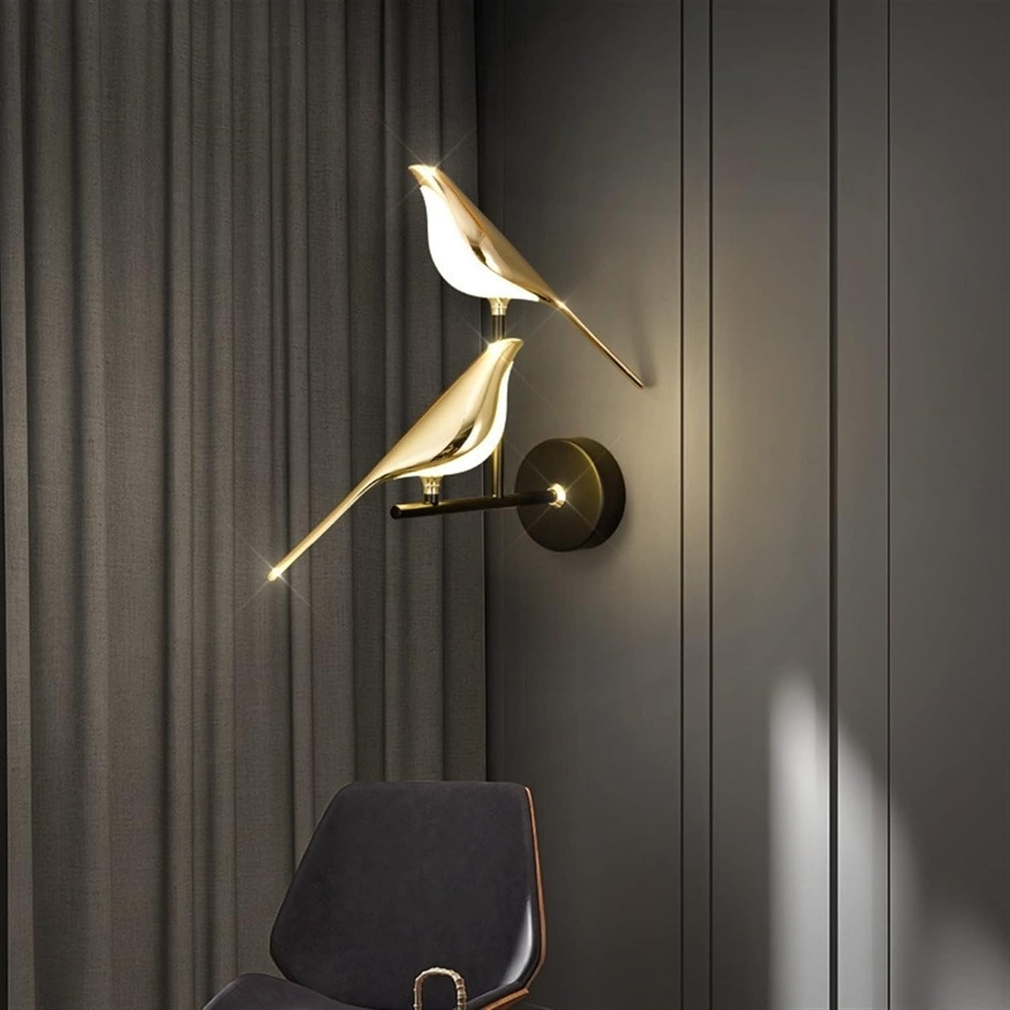 Modern Bird LED Wall Light | Gold Acrylic Wall Sconce for Bedroom & Living Room