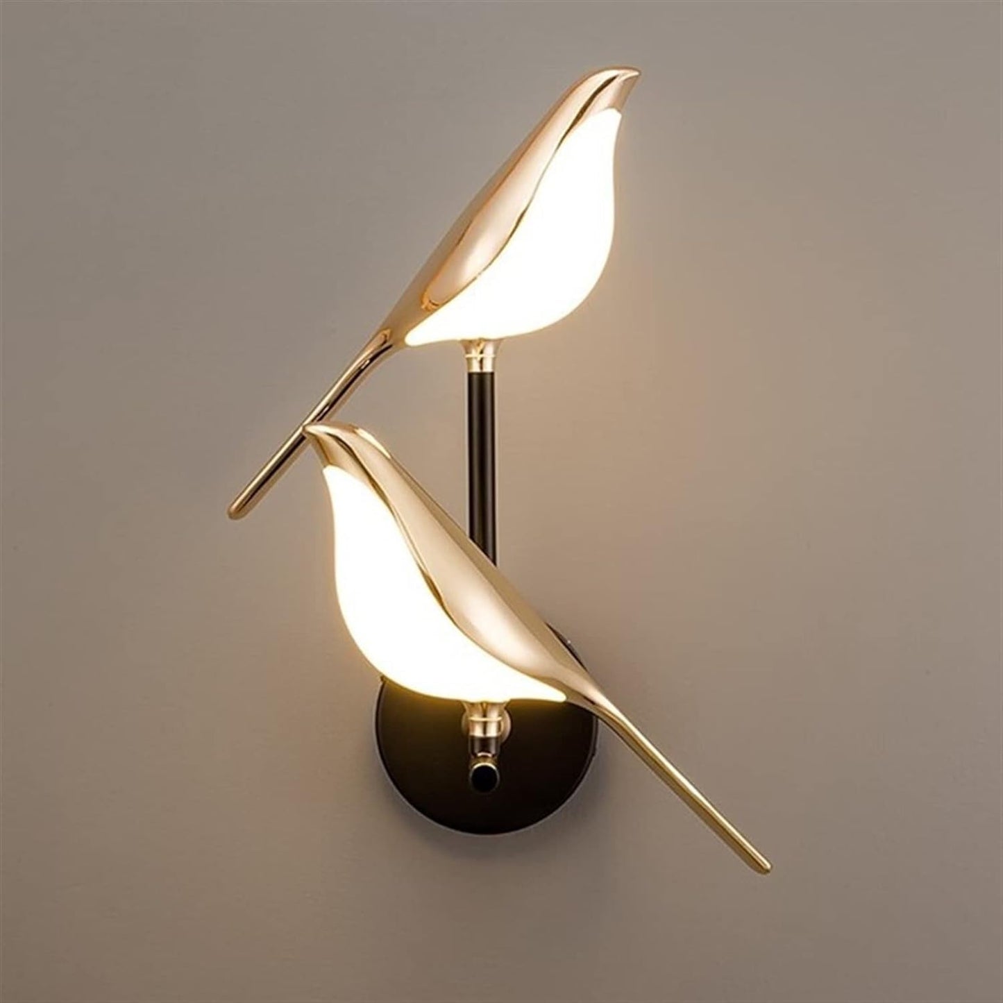 Modern Bird LED Wall Light | Gold Acrylic Wall Sconce for Bedroom & Living Room
