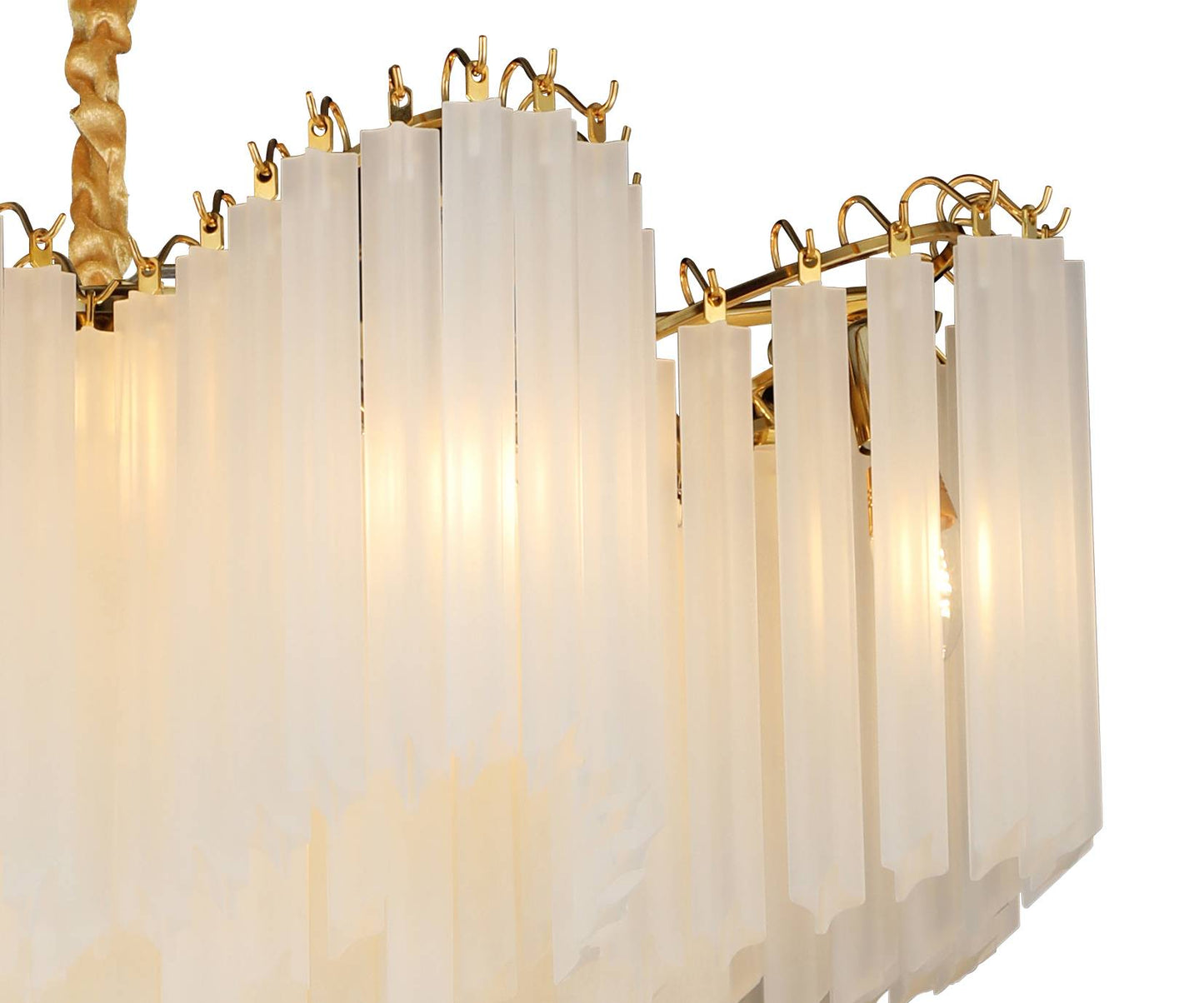 Elegant Frosted Glass Chandelier | 600mm & 800mm Gold & White Hanging Light for Living Room & Dining