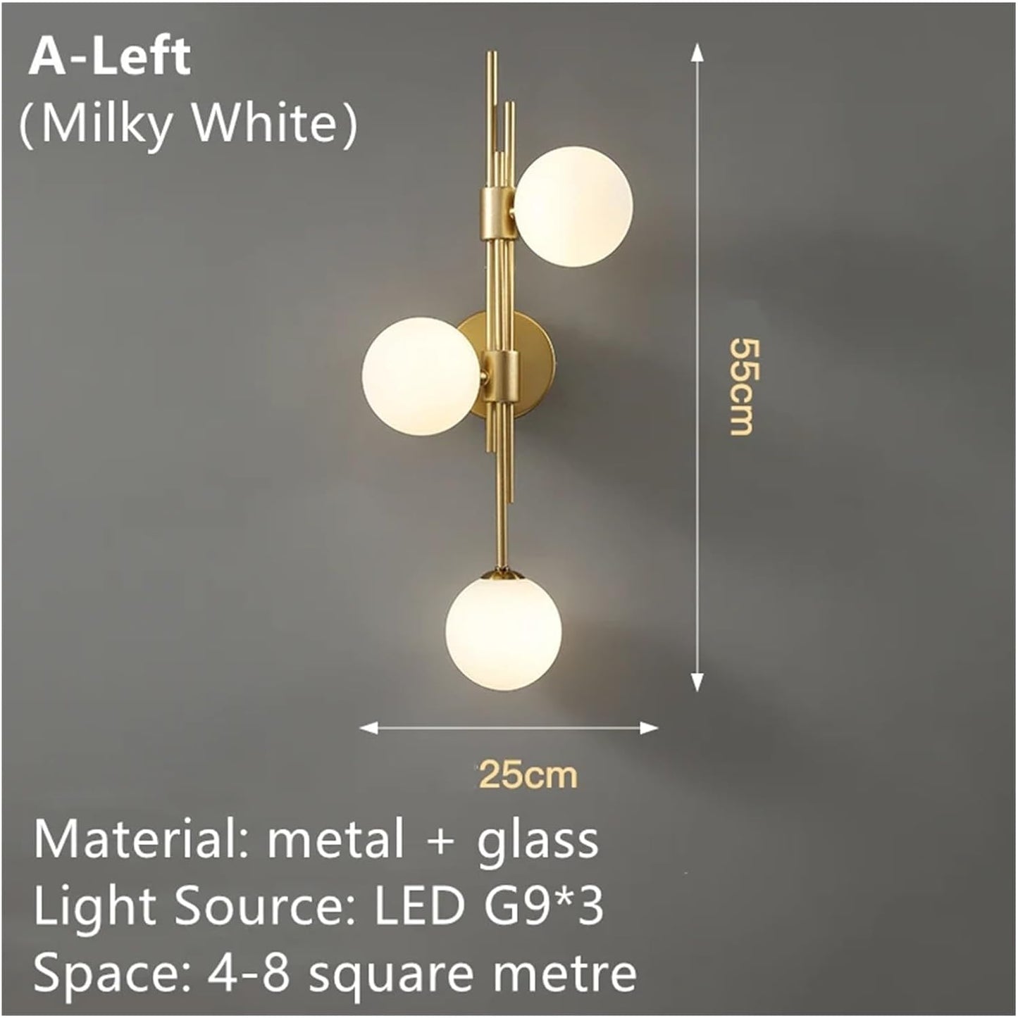 Modern Gold Globe Wall Light | LED G9 | Metal & Glass | Left & Right Options