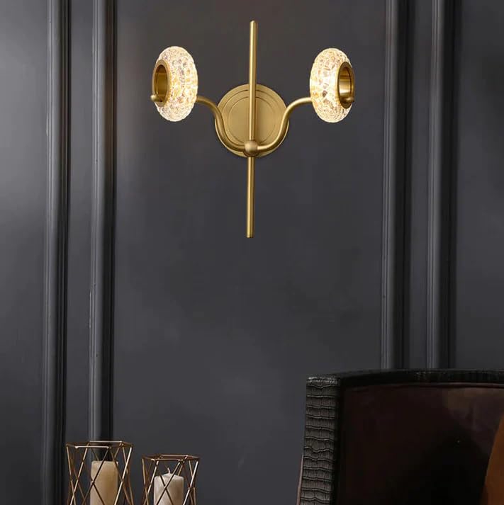 Luxury Crystal & Gold Wall Sconce | Modern LED Wall Light for Bedroom & Living Room