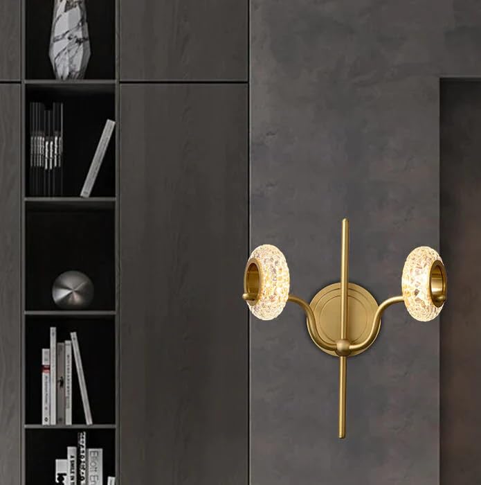Luxury Crystal & Gold Wall Sconce | Modern LED Wall Light for Bedroom & Living Room