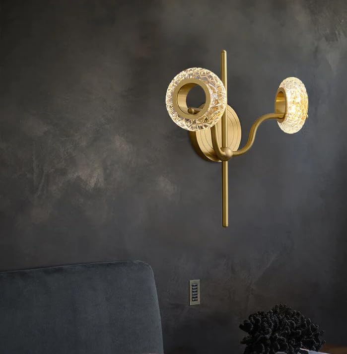 Luxury Crystal & Gold Wall Sconce | Modern LED Wall Light for Bedroom & Living Room