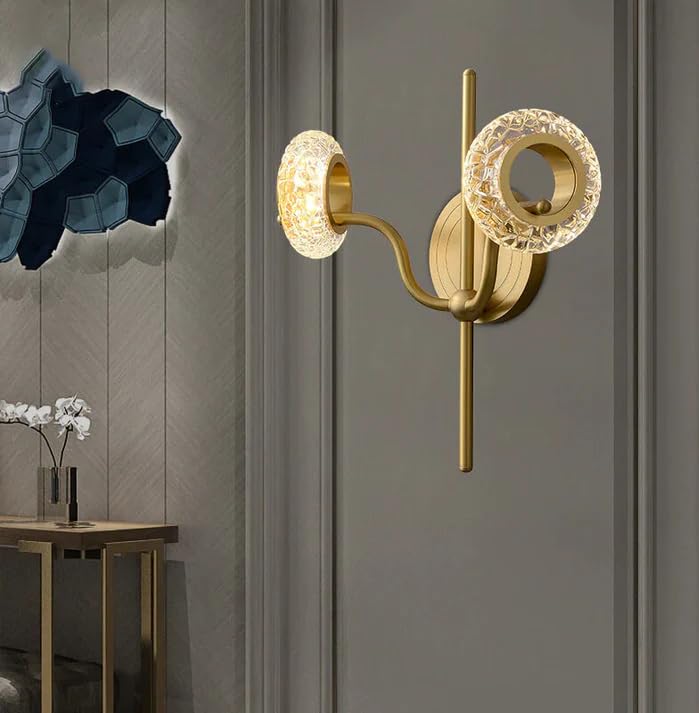 Luxury Crystal & Gold Wall Sconce | Modern LED Wall Light for Bedroom & Living Room