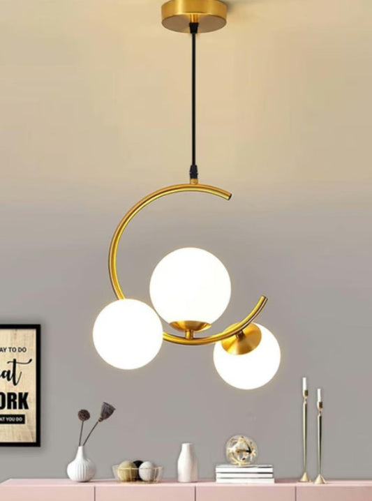Globe Gold Pendant Light – Frosted Glass & Metal Hanging Lamp