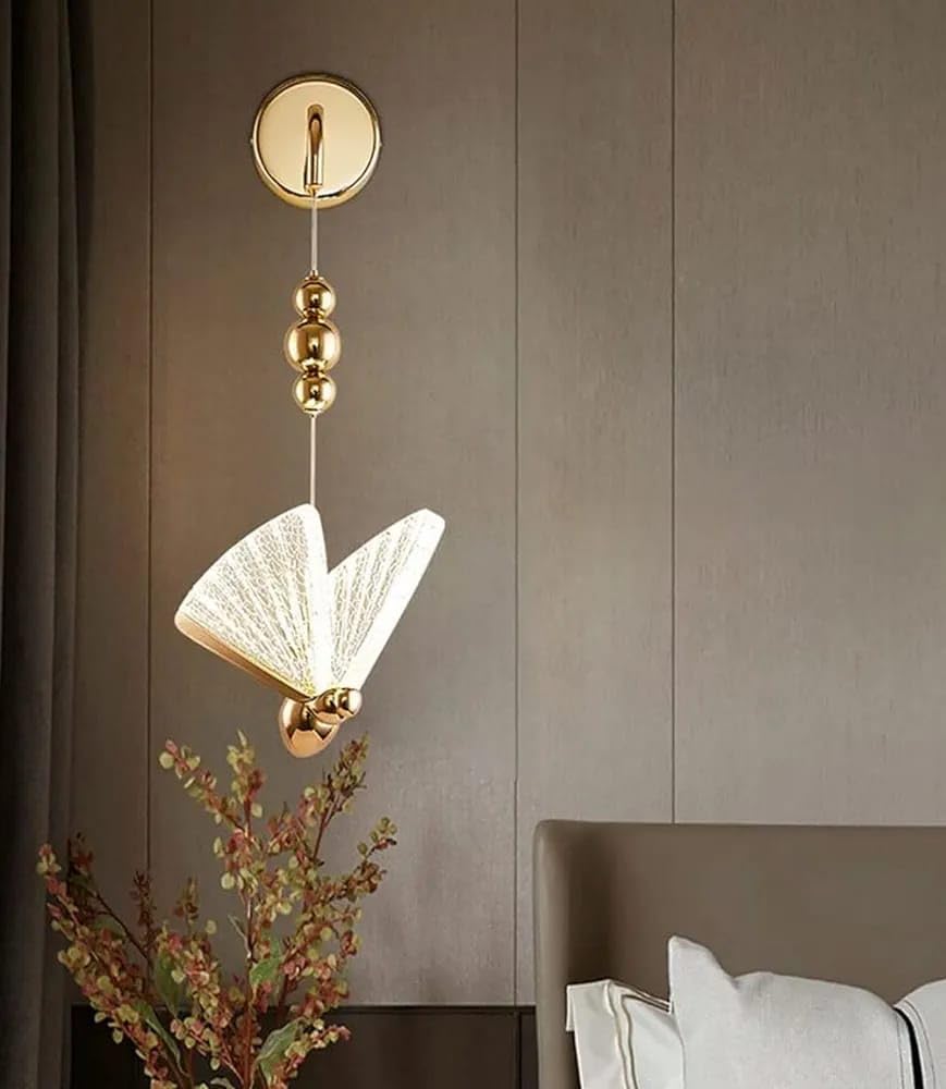 Butterfly Wall Light – Modern LED Wall Sconce in Gold Finish (Multicolor & White Variants) for Bedroom, Living Room & Kids Room