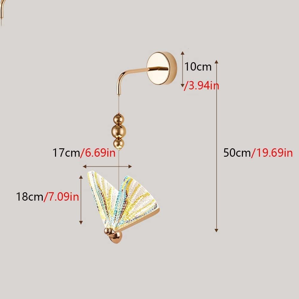 Butterfly Wall Light – Modern LED Wall Sconce in Gold Finish (Multicolor & White Variants) for Bedroom, Living Room & Kids Room