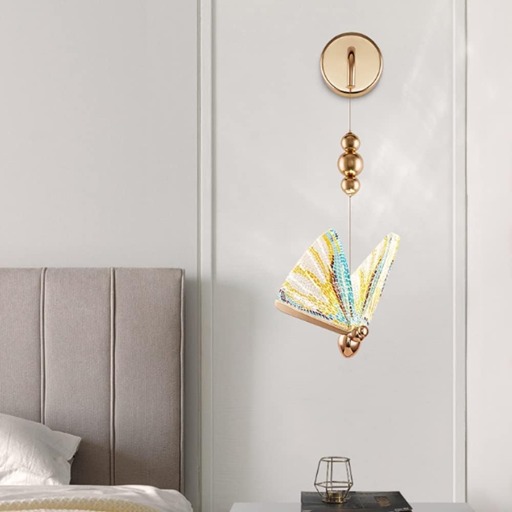 Butterfly Wall Light – Modern LED Wall Sconce in Gold Finish (Multicolor & White Variants) for Bedroom, Living Room & Kids Room