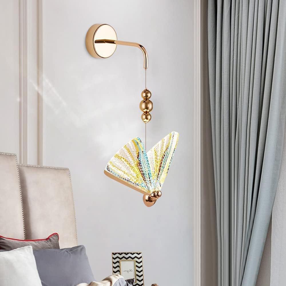 Butterfly Wall Light – Modern LED Wall Sconce in Gold Finish (Multicolor & White Variants) for Bedroom, Living Room & Kids Room