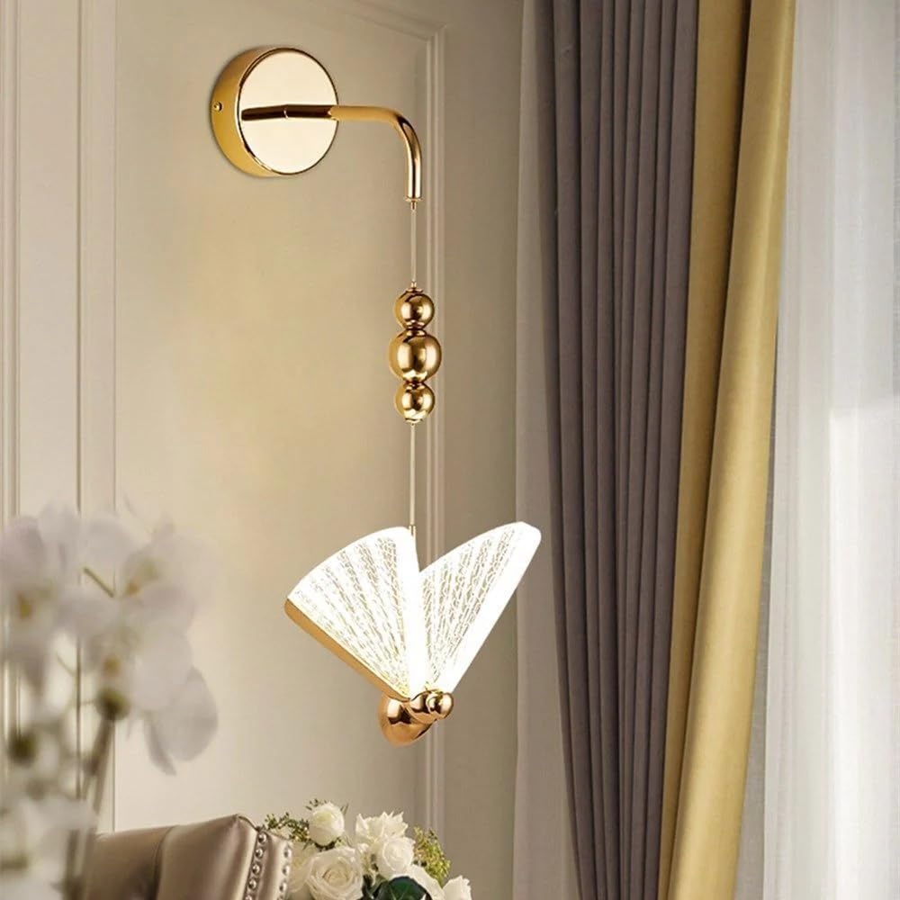 Butterfly Wall Light – Modern LED Wall Sconce in Gold Finish (Multicolor & White Variants) for Bedroom, Living Room & Kids Room