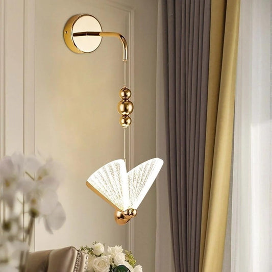 Butterfly Wall Light – Modern LED Wall Sconce in Gold Finish (Multicolor & White Variants) for Bedroom, Living Room & Kids Room