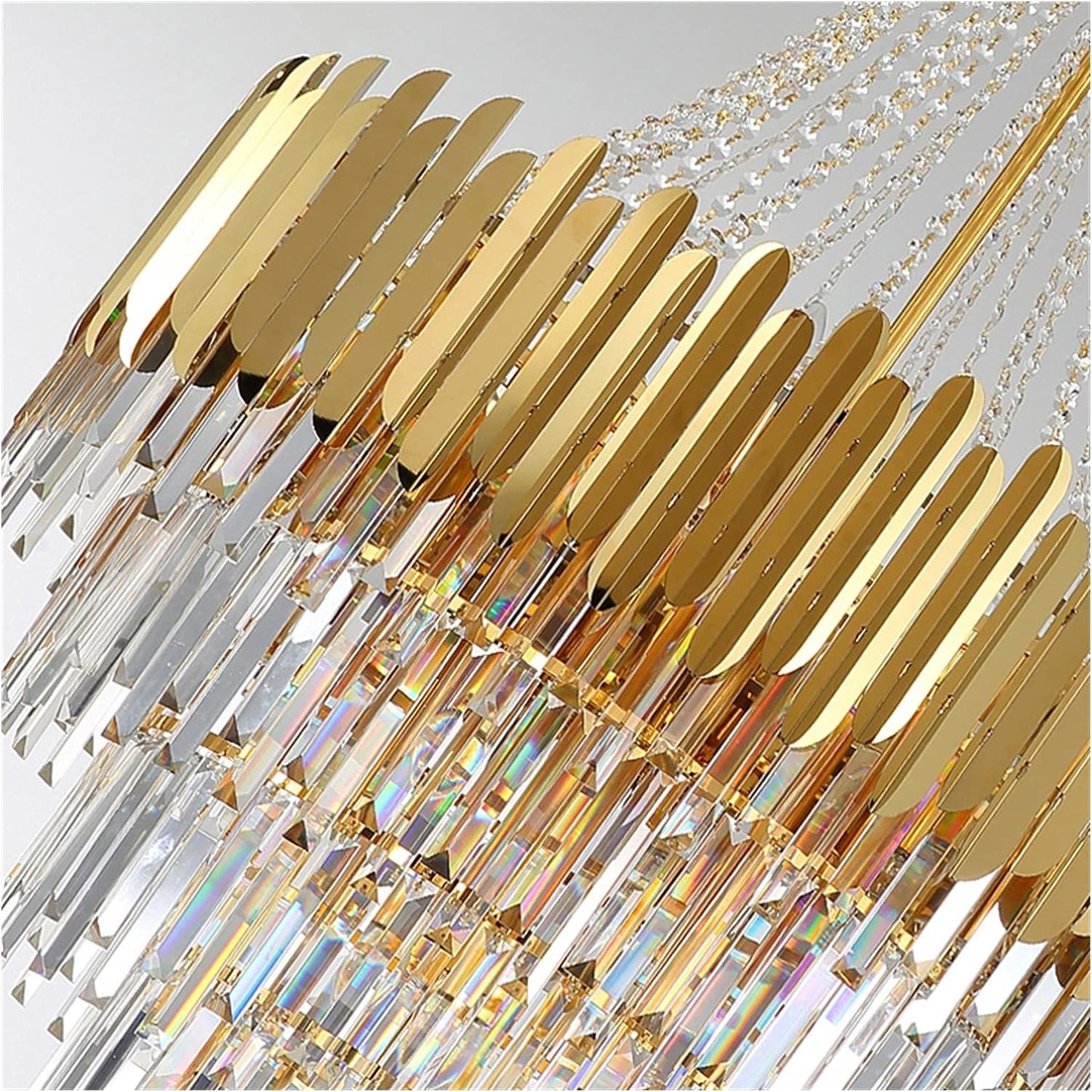 Luxe Dazzle Crystal Chandelier | Grand Gold & Glass Hanging Light for Living Room & Foyer