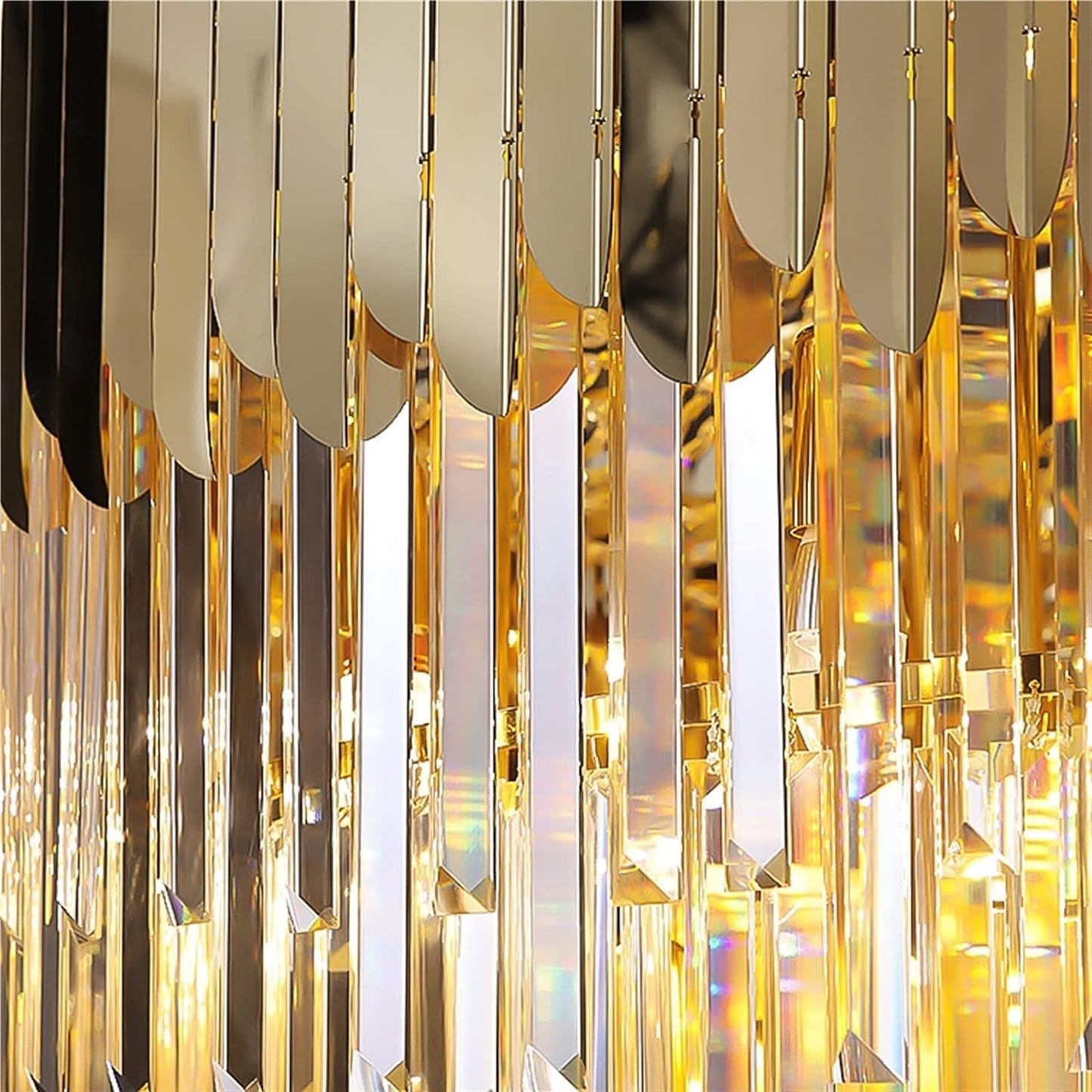Luxe Dazzle Crystal Chandelier | Grand Gold & Glass Hanging Light for Living Room & Foyer