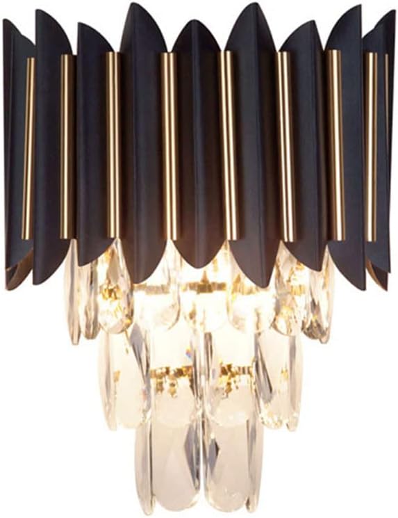 Luxury Crystal Wall Sconce | Black & Gold Modern Wall Light for Living Room & Bedroom