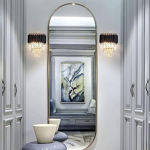 Luxury Crystal Wall Sconce | Black & Gold Modern Wall Light for Living Room & Bedroom