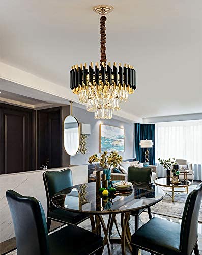 Luxury Black & Gold Crystal Chandelier | Modern Pendant Light | 500mm, 600mm, 800mm