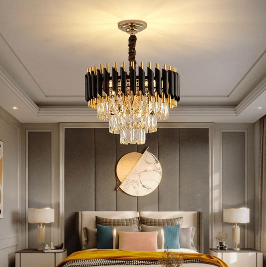 Luxury Black & Gold Crystal Chandelier | Modern Pendant Light | 500mm, 600mm, 800mm
